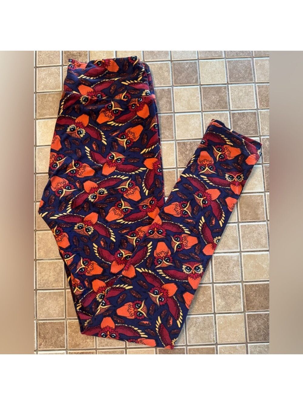 LuLaRoe Leggings Orange Red Autumn Pattern